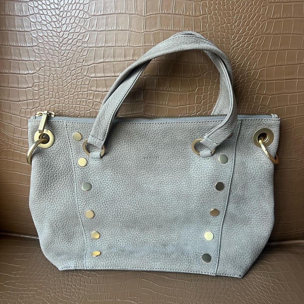 Hammitt Daniel Medium Grey Natural/Brushed Gold Womens Satchel Bag - Picture 8 of 8